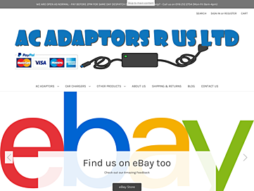 Screenshot of acadaptorsrus.co.uk