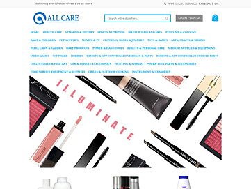 Screenshot of allcarebrands.co.uk