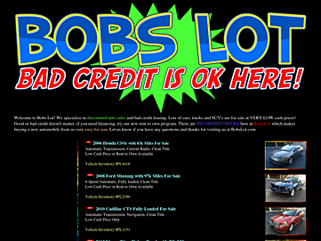 Screenshot of bobs-lot.com