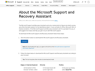 Screenshot of diagnostics.office.com