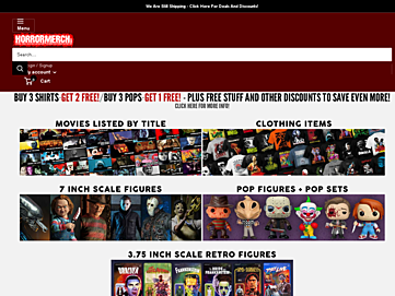 Screenshot of horrormerchstore.com