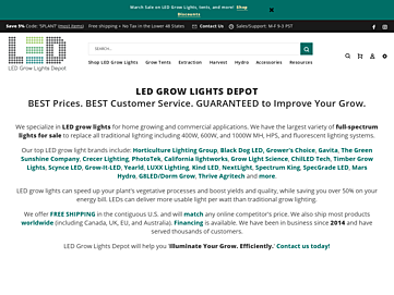 Screenshot of ledgrowlightsdepot.com