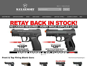 Screenshot of maxarmory.com