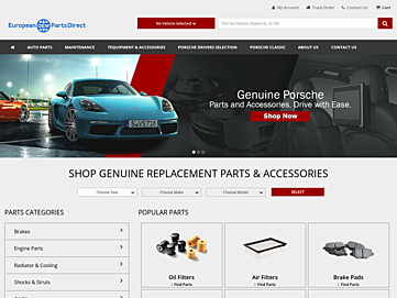 Screenshot of porscheoempartsdirect.com