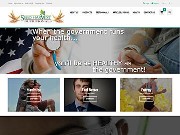 Screenshot of seedharvestnutritionals.com