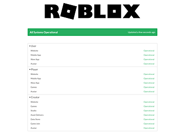 Screenshot of status.roblox.com