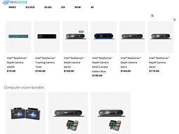 Screenshot of store.intelrealsense.com