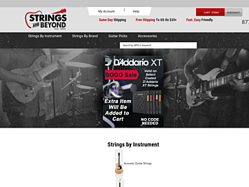 Screenshot of stringsandbeyond.com