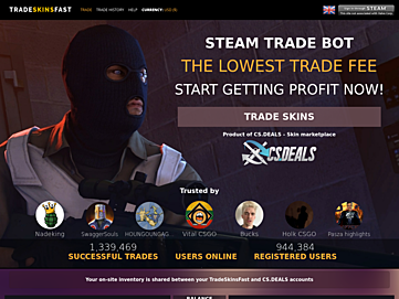 Screenshot of tradeskinsfast.com