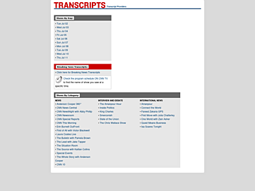 Screenshot of transcripts.cnn.com
