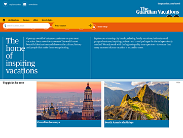 Screenshot of vacations.theguardian.com