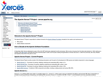 Screenshot of xerces.apache.org